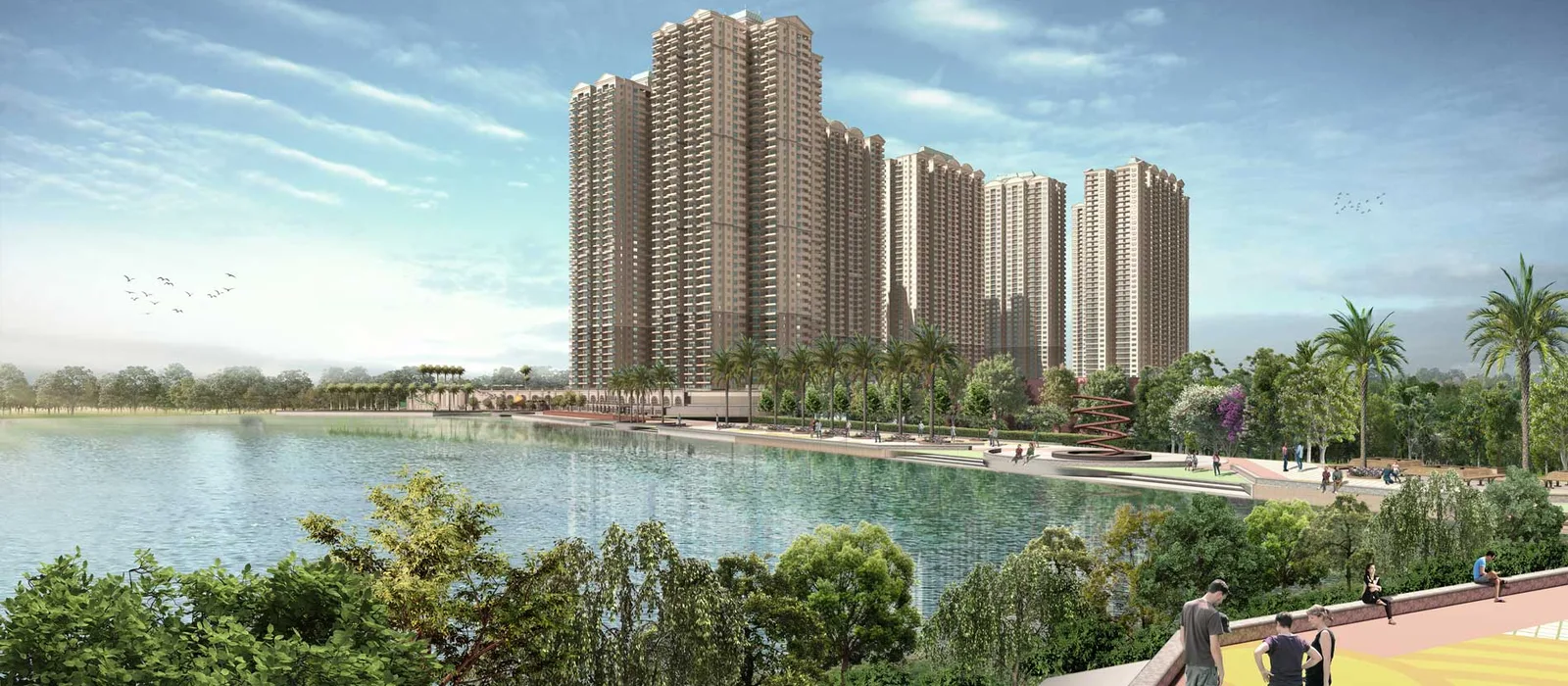 Prestige Kollur towers overlooking lake promenade